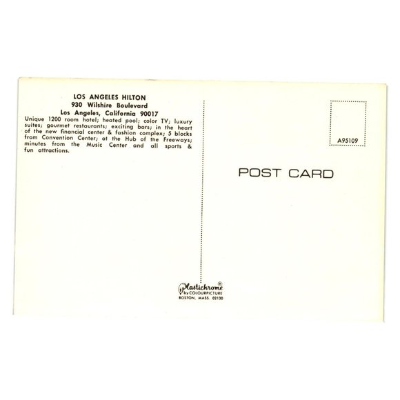 Vintage Postcard Hilton California Los Angeles Wilshire Boulevard Hotel Motel - Picture 2 of 2